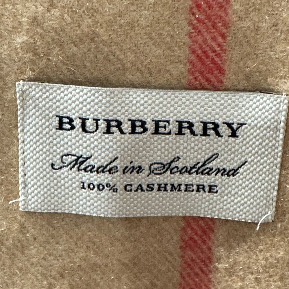Burberry Tan and Black Checkered Scarf with Fringe - Picture 4 of 4